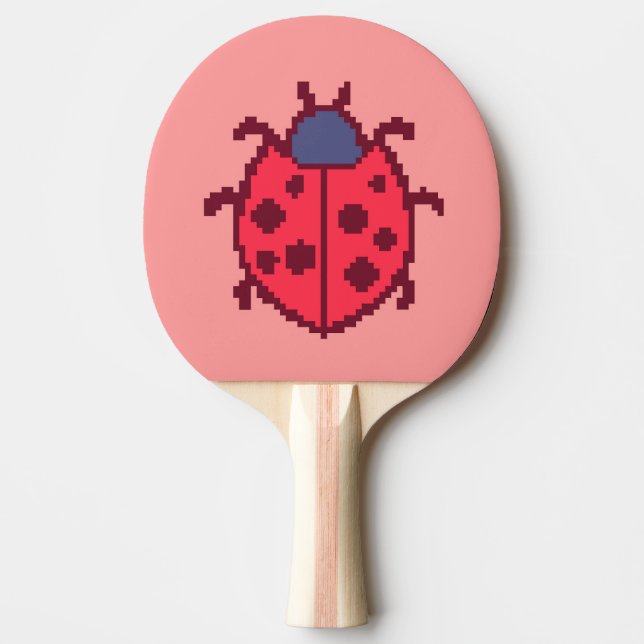 Raquete De Ping Pong Inseto de joaninha pixelada fofa (Frente)