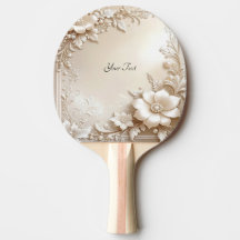 Ivory Flowers Ping Pong Paddle