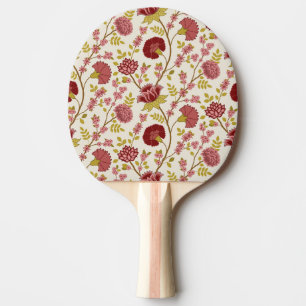 Raquete De Ping Pong Jacobean Floral Big Pattern Reds Pinks Dourado Cre