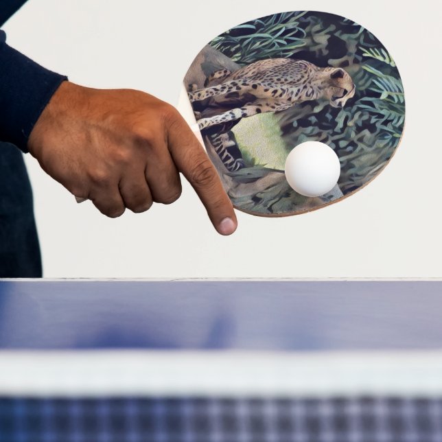 Raquete De Ping Pong Jaguar Na Tinta De Óleo Da Floresta, Ping Pong Pad (Insitu)