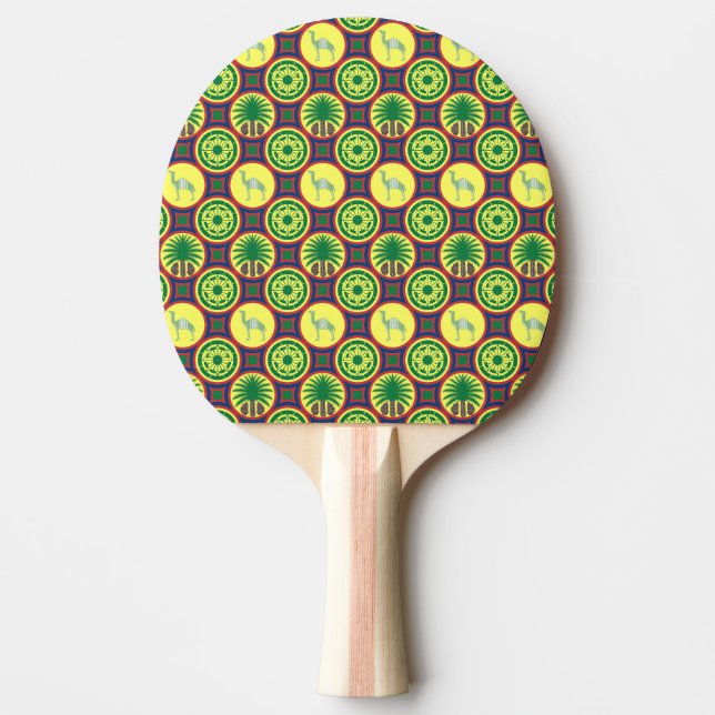 Raquete De Ping Pong Jamahiri ® Libya | Africa Pattern  (Frente)