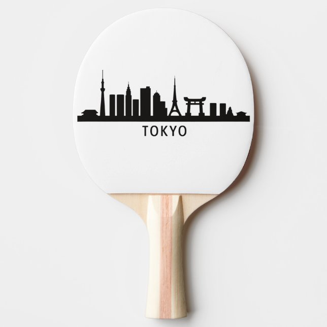 Raquete De Ping Pong Japan Cityscape Travel | Tokyo Skyline Silhouette (Frente)