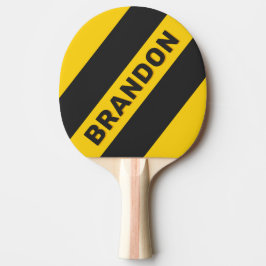Raquete De Ping Pong Jaqueta Amarela Retro Três Listras Negras com Nome