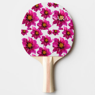 Raquete De Ping Pong Jardim Floral Rosa Nome Personalizado Estampa Tota