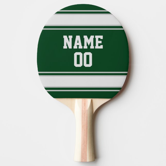 Raquete De Ping Pong Jersey Dark Green e Cinzas personalizadas (Frente)