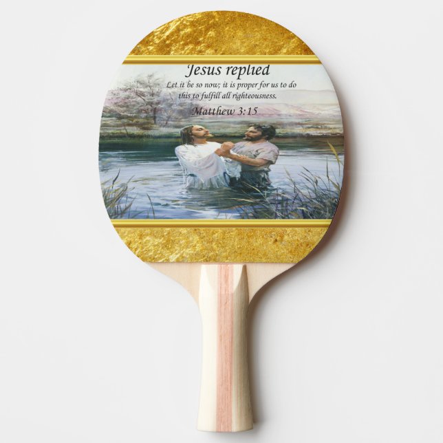 Raquete De Ping Pong Jesus Cristo Batismo imagem dois (Frente)