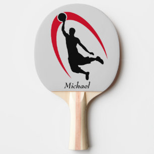 Raquete De Ping Pong Jogador de basquetebol vermelho preto