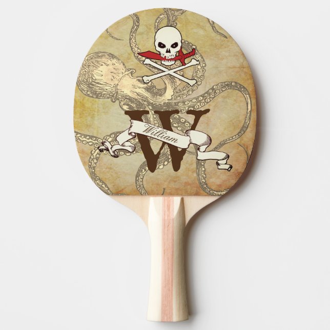 Raquete De Ping Pong Jolly Roger Monograma Ping Pong Paddle inicial (Frente)
