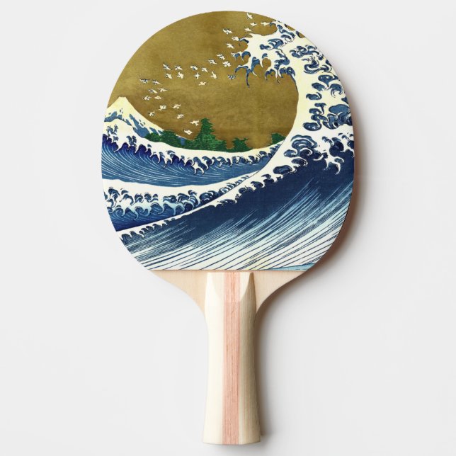 Raquete De Ping Pong Katsushika Hokusai - Onda Grande Colorida (Frente)