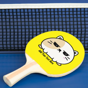 Raquete De Ping Pong Kawaii Chubby, Cuja Gata Mochi Está Zangada