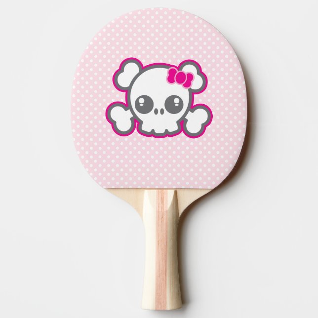 Raquete De Ping Pong Kawaii Pink Ribbon Skull Ping Pong Pong Padden (Verso)