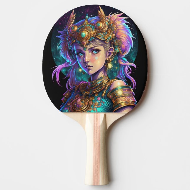 Raquete De Ping Pong Kawaii Space Warrior Girl (Frente)