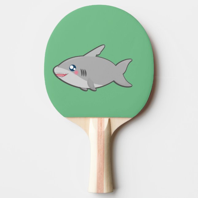Raquete De Ping Pong Kawaii, tubarão-tubarão divertido (Frente)
