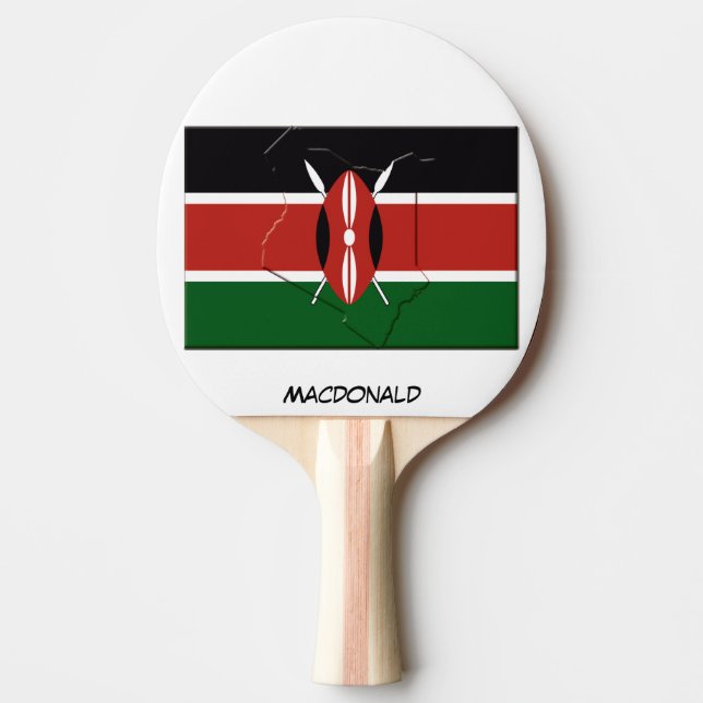 Raquete De Ping Pong KENYA FLAG & MAP Personalizado (Frente)