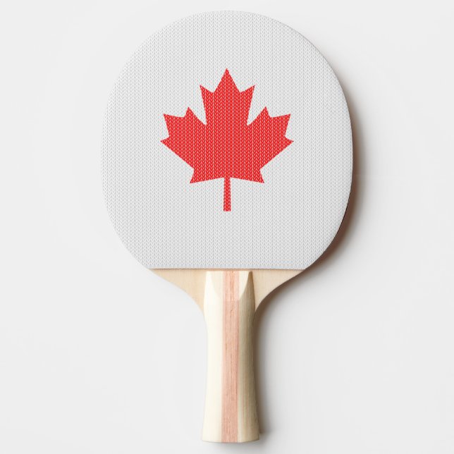 Raquete De Ping Pong Knit Style Maple Leaf Knitting Motif (Frente)