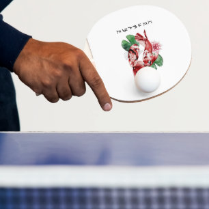 Raquete De Ping Pong Koi Fish Japonês Estilo Script Oriental Art