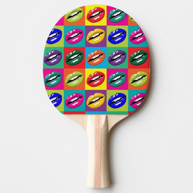 Raquete De Ping Pong Lábios Retro Pop de Cultura Art Deco (Frente)