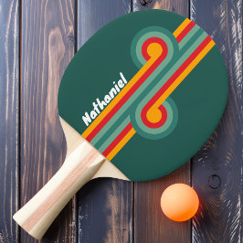 Raquete De Ping Pong Laço de Faixa Verde com Nome