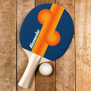 Raquete De Ping Pong Laço Listrado Vintage com Nome