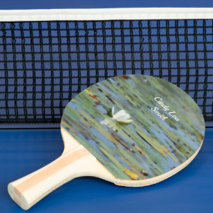 Raquete De Ping Pong Lagarto Aquático Flor Aquarela Ping Pong Pino