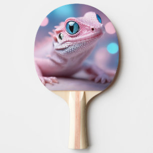 Raquete De Ping Pong Lagarto Rosa Bonito com Olhos Azuis Grandes