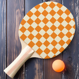 Raquete De Ping Pong Laranja e Creme Xadrez