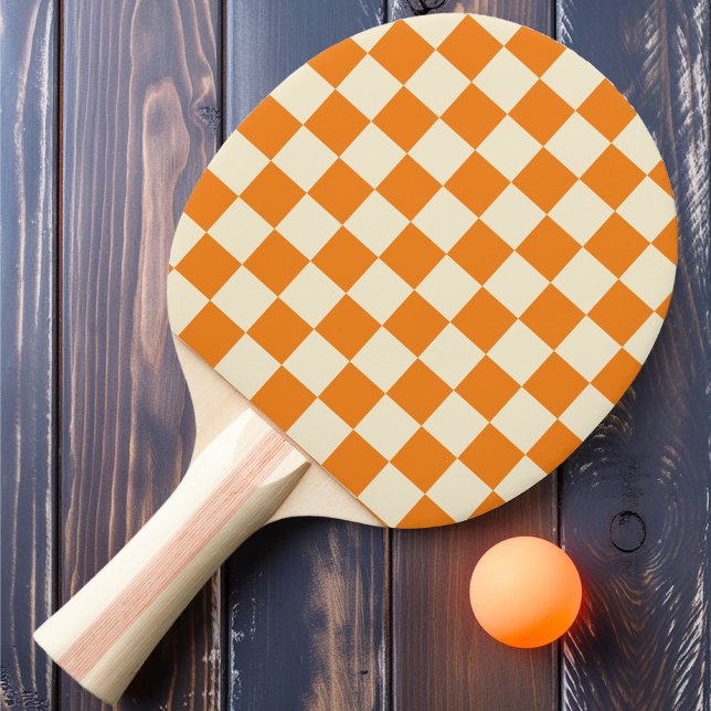Raquete De Ping Pong Laranja e Creme Xadrez (Criador carregado)