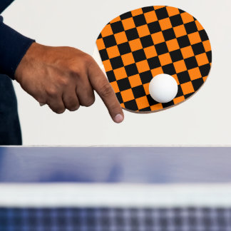 Raquete De Ping Pong Laranja e Preto Xadrez
