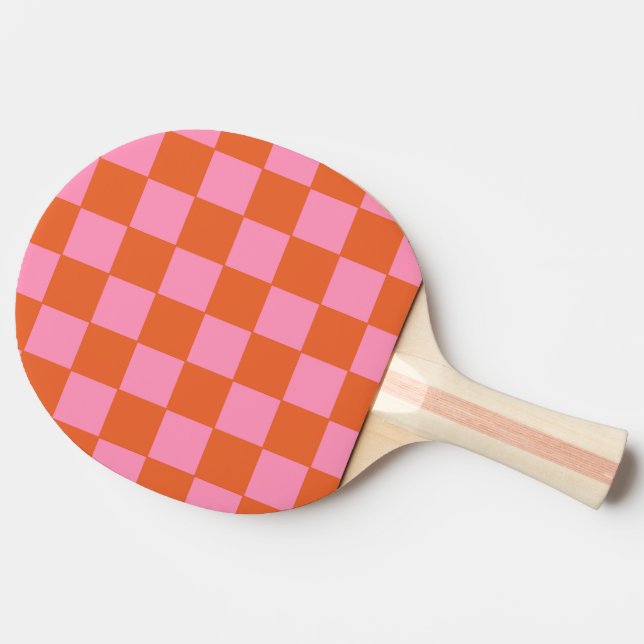 Raquete De Ping Pong Laranja e Rosa Verificados (Lateral)