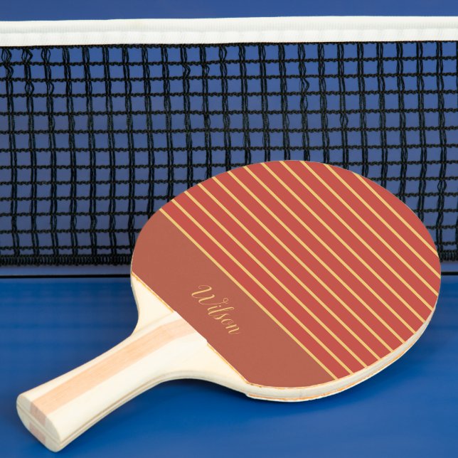 Raquete De Ping Pong Laranja e Sobrenome Dourado queimados (Insitu)