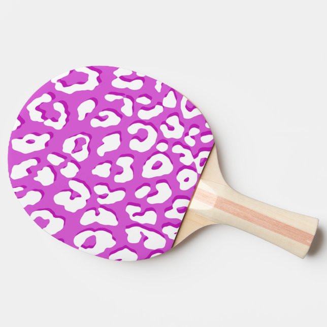 Raquete De Ping Pong Lavanda de Impressão de Leopardo Branco (Lateral)