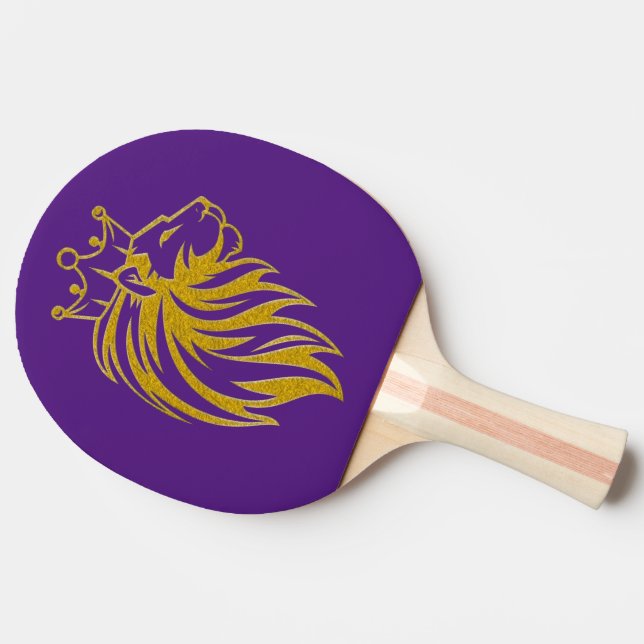 Raquete De Ping Pong Leão com Coroa - Estilo Dourado 2 (Lateral)