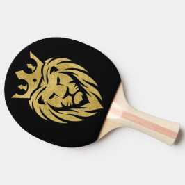 Raquete De Ping Pong Leão com Coroa - Estilo Dourado 3