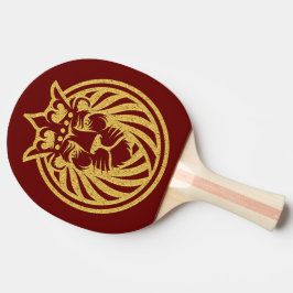 Raquete De Ping Pong Leão com Coroa - Estilo Dourado 4