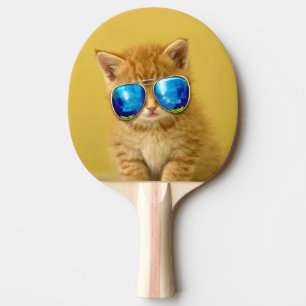 Raquete De Ping Pong Legal Kitten com óculos escuros