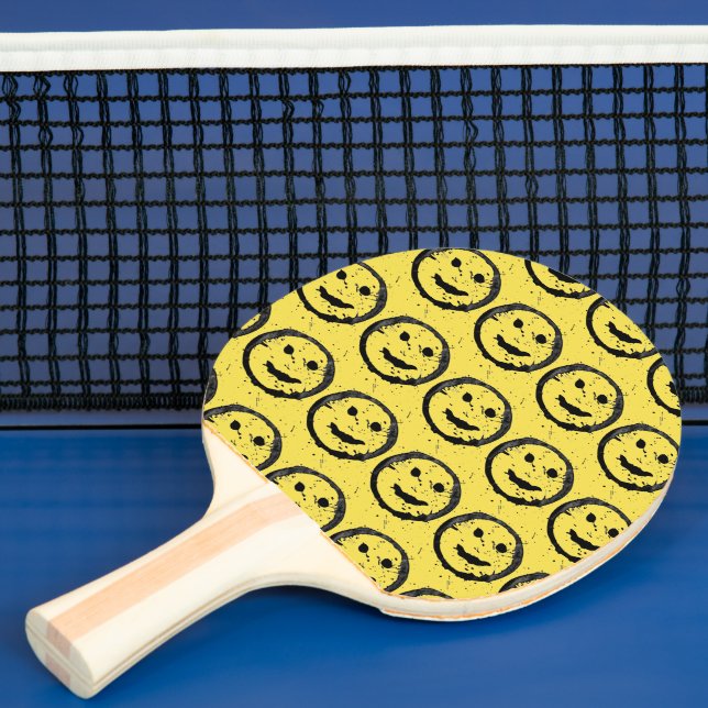 Raquete De Ping Pong Legal Sleep Happy Smiling padrão facial amarelo (Insitu)
