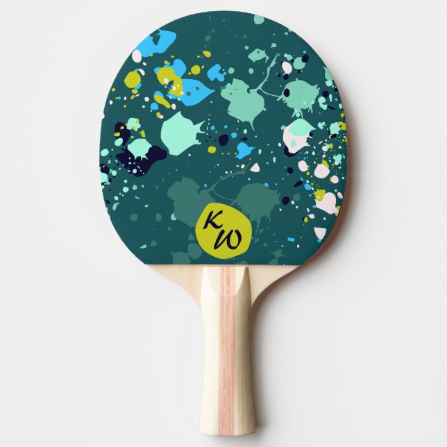 Raquete De Ping Pong Legal Splatter de Tinta Verde Inicial (Frente)