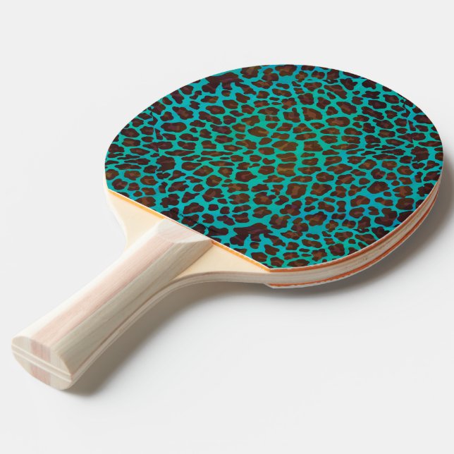 Raquete De Ping Pong Leopard Brown e Teal Impressão (Frente inclinada)