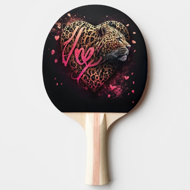 Raquete De Ping Pong Leopard Heart Love Graffiti Art                    (Frente)