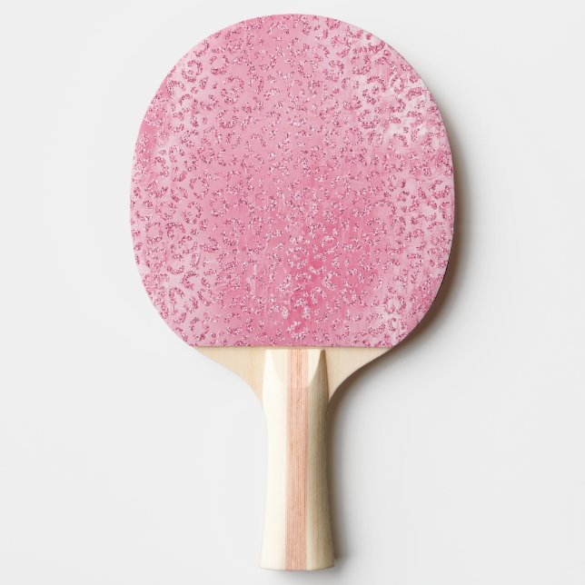 Raquete De Ping Pong Leopardo bonito Glitter Rosa-Rosa (Frente)
