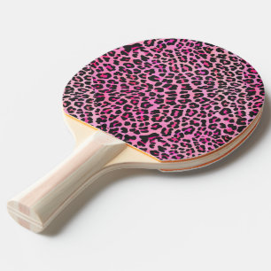 Raquete De Ping Pong Leopardo, Impressão preto e rosa quente