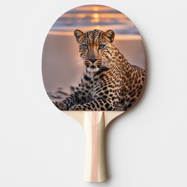 Raquete De Ping Pong Leopardo na praia (Frente)