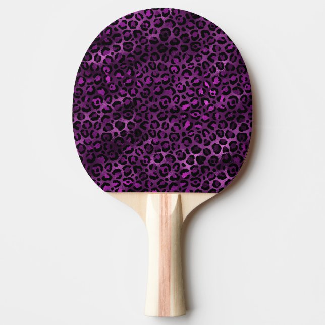 Raquete De Ping Pong Leopardo roxo e Dourado Design 3 (Frente)