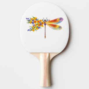 Raquete De Ping Pong Libélula Flor Amarela