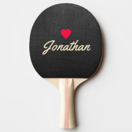 Raquete De Ping Pong Lienzo Preto Assinatura Coração Vintage
