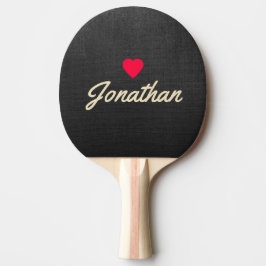 Raquete De Ping Pong Lienzo Preto Assinatura Coração Vintage