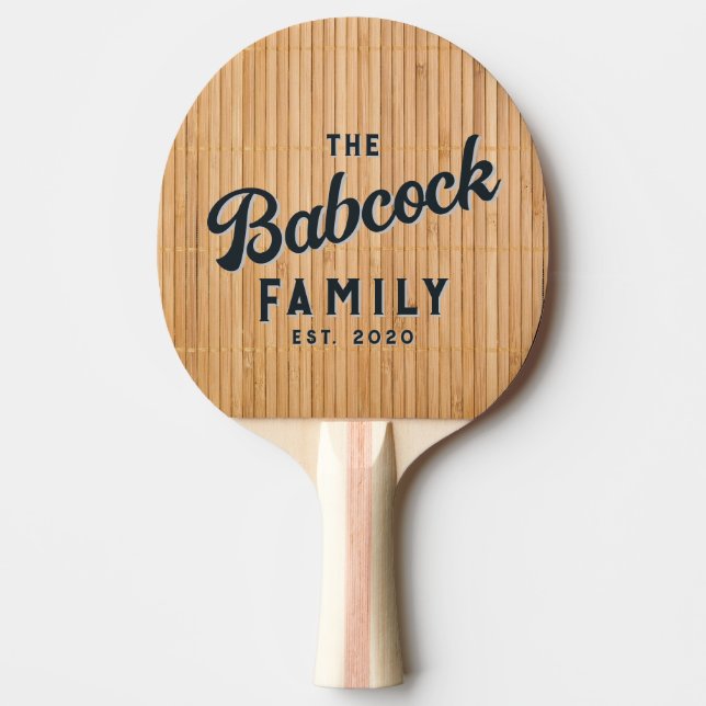Raquete De Ping Pong Light Bamboo Mat Retro Family Name & Year (Frente)