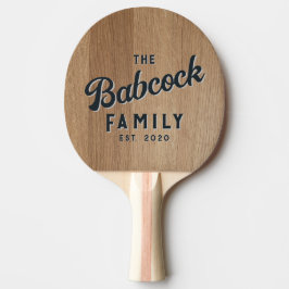 Raquete De Ping Pong Light Birch Wood Retro Family Name & Year