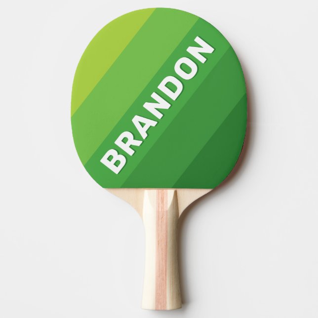 Raquete De Ping Pong Lily Pad Green Bold Stripes with Name (Frente)