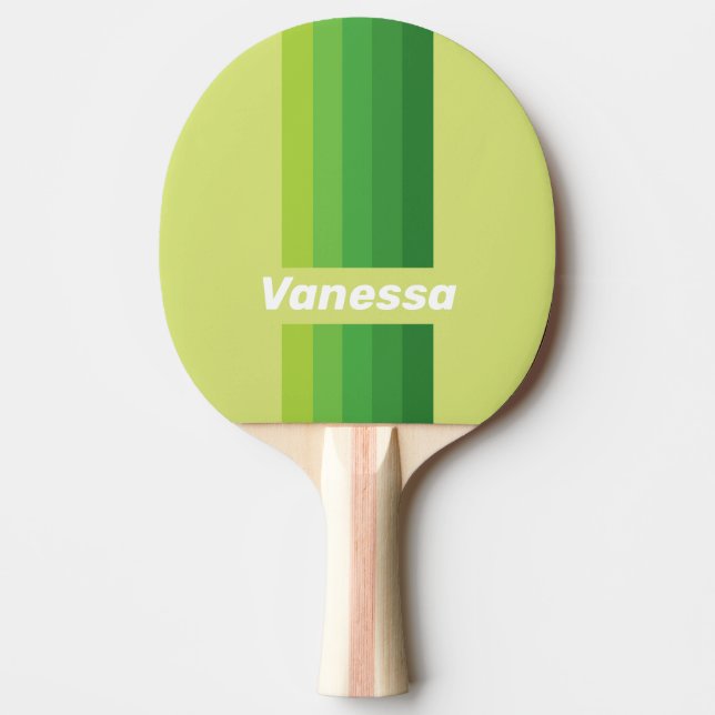 Raquete De Ping Pong Lily Pad Green Pin Stripes with Name (Frente)